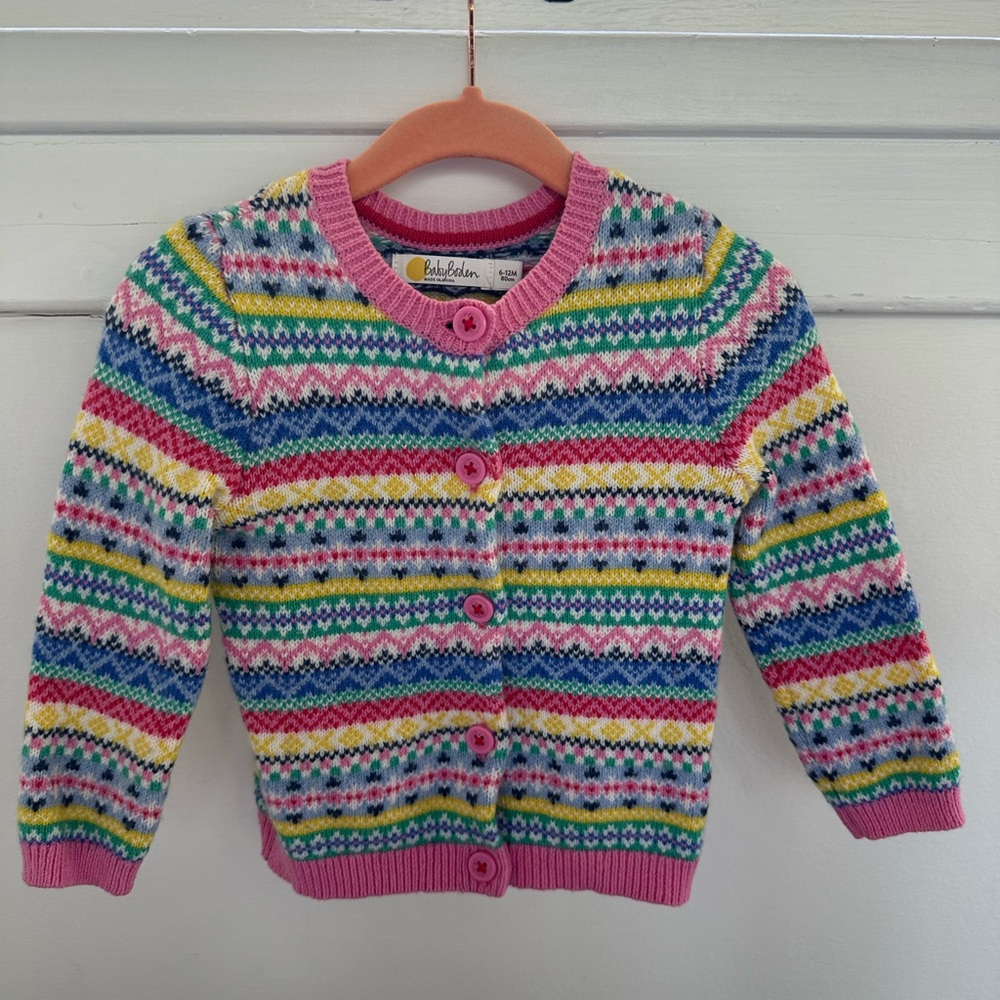 Spring Fair Isle Patterned Kids Cardigan by Boden